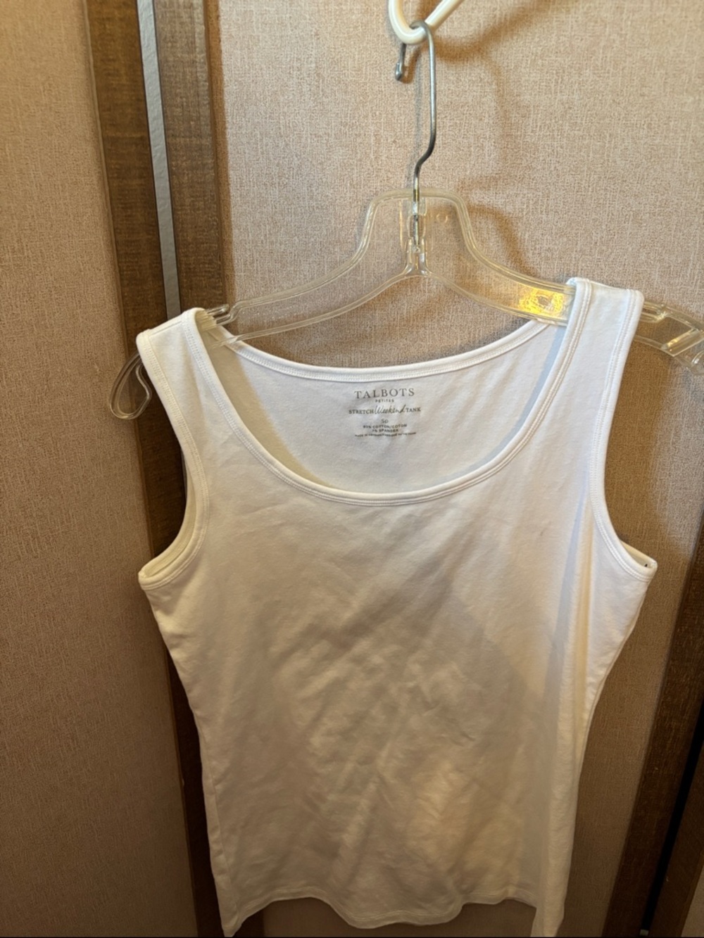 Talbots White Cotton Tank Top - Classic Scoop Neck Petite Small